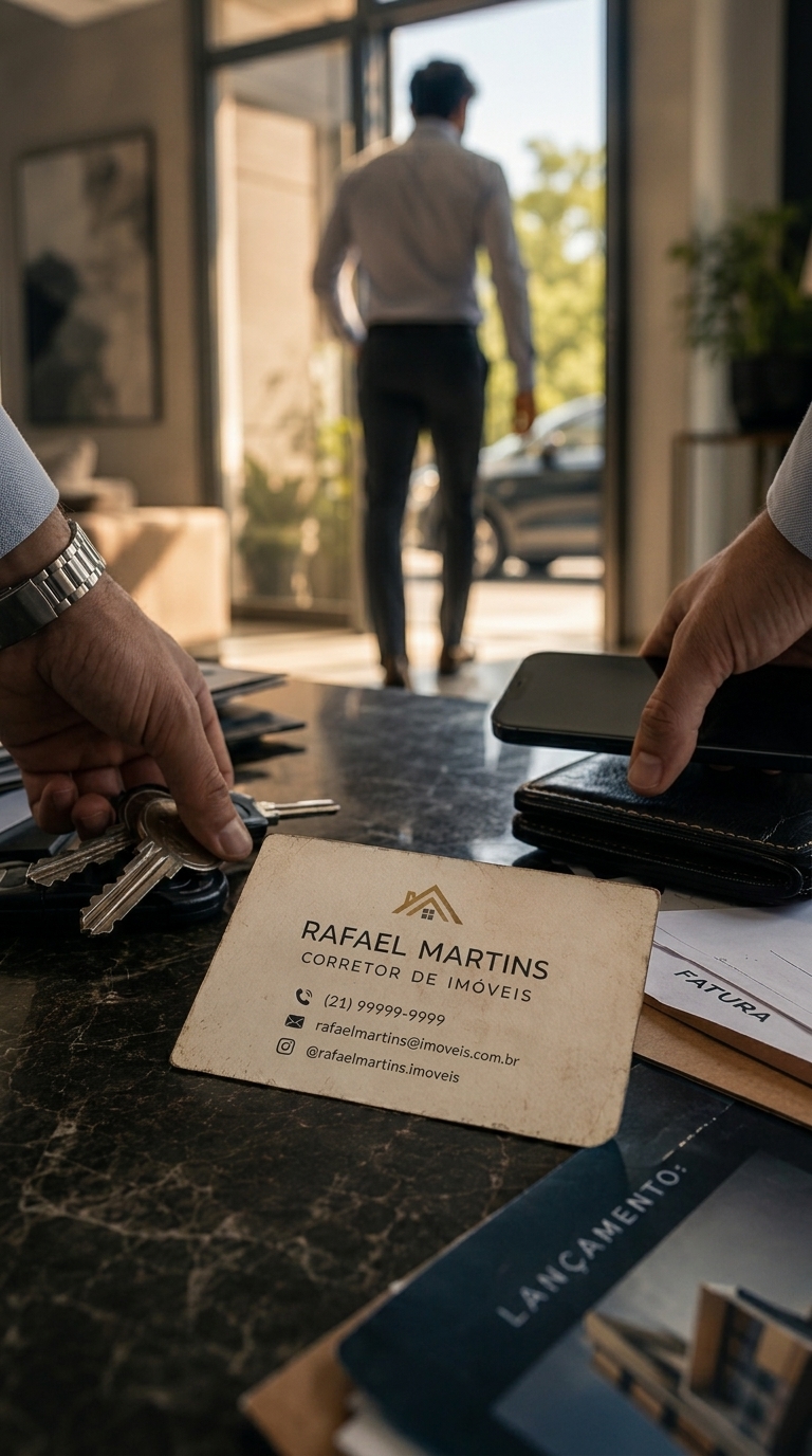 Cartão de visita de papel sobre a mesa
